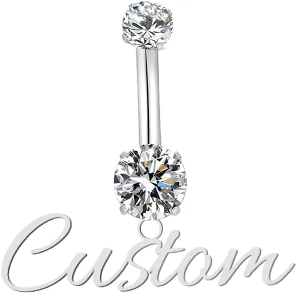 Personalized Custom Belly Button Rings Sterling Silver Personalized Name Navel Rings 14G Belly Rings Piercing Jewelry Gifts for Women