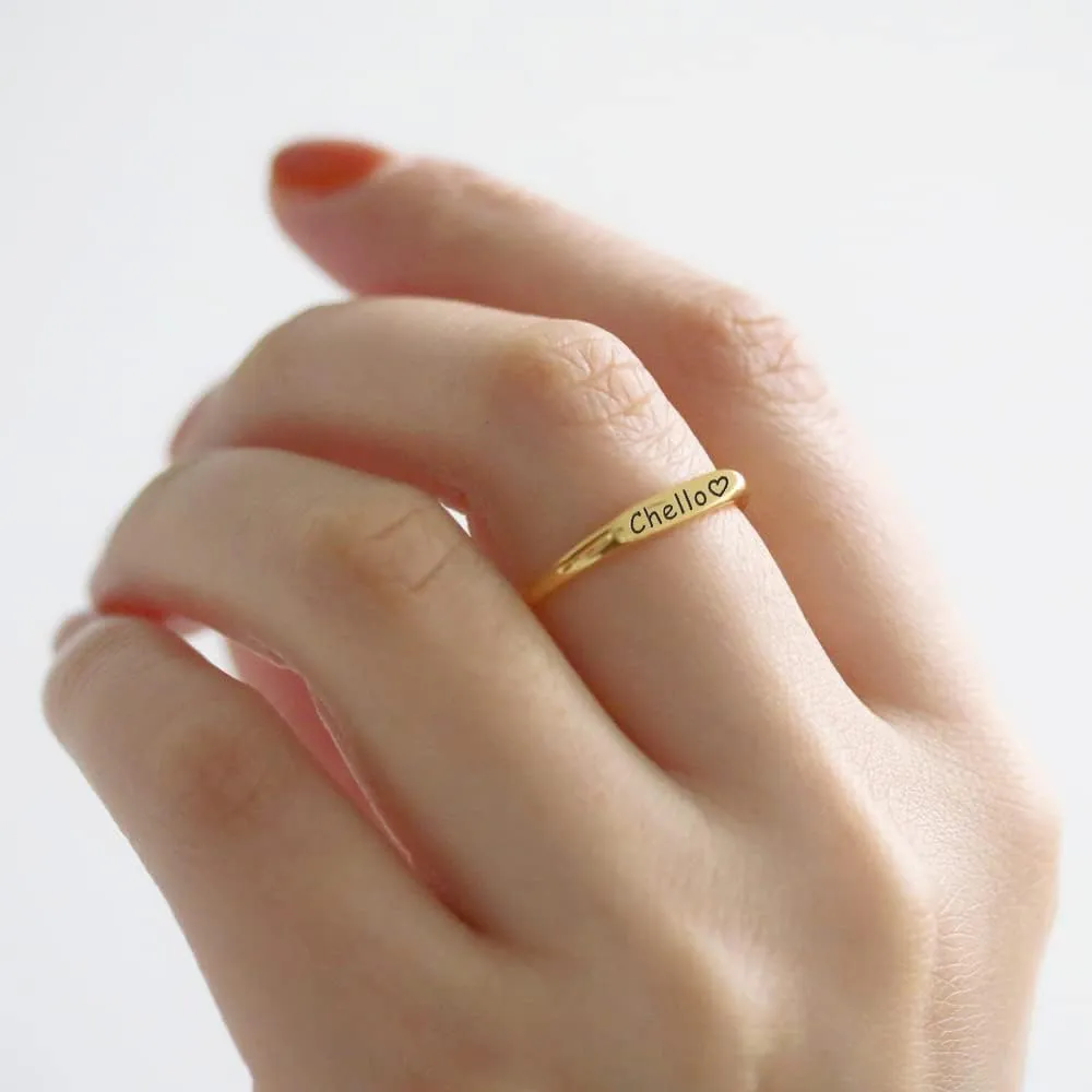 Personalized Initial Rings for Women, Engraved Customized Rings with Names Ring Family Rings Stackable Bar Initials Double Couples 925 Sterling Silver Ring for Her.