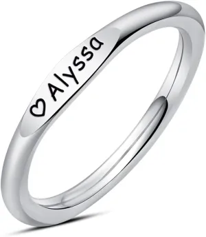 Personalized Initial Rings for Women, Engraved Customized Rings with Names Ring Family Rings Stackable Bar Initials Double Couples 925 Sterling Silver Ring for Her.