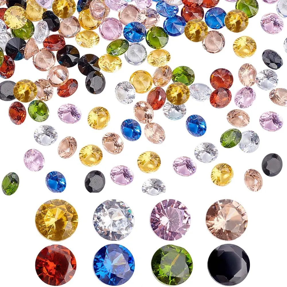 PH PandaHall 450pcs 5mm Cubic Zirconia Stone 9 Colors Round Faceted Rhinestone Diamond Stones Gems Gemstone Loose CZ Stones for Ring Earring Bracelet Pendant Jewelry Art Craft Making