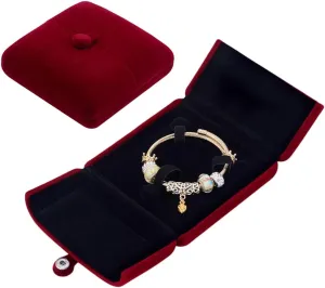 PH PandaHall Velvet Gift Box Bracelet Box Double Open Bracelet Gift Boxes Bangle Case Travel Jewelry Case for Bracelet Display Wedding Anniversary 3.9x3.9x1.8 Inch, Dark Red