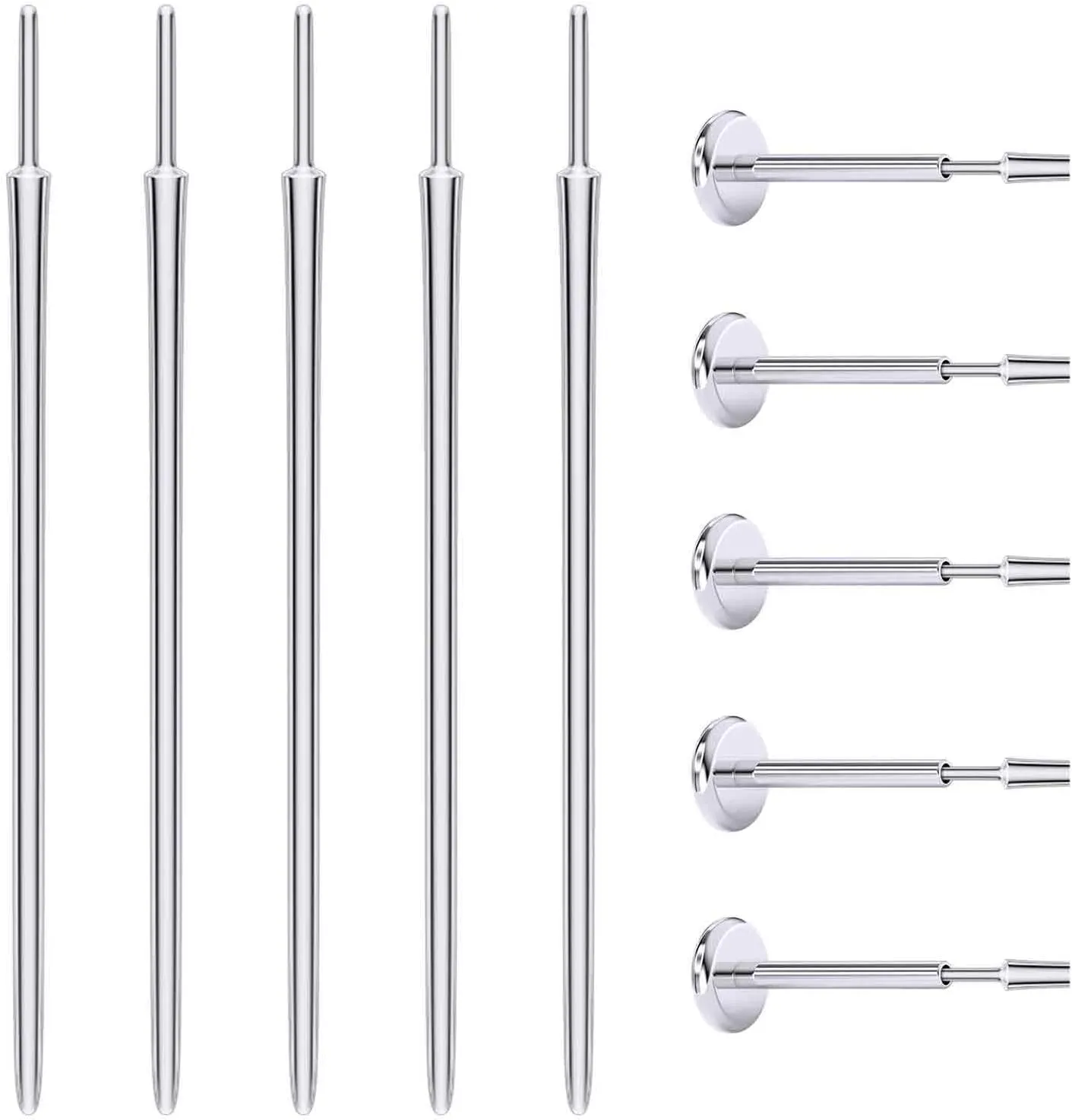 Piercing Taper 16G 18G 20G Piercing Needles Surgical Steel or titanium threadles Push in and Internal thread Nose Lip Septum Rings Stud Earrings Eyebrow Tragus Piercing Jewelry