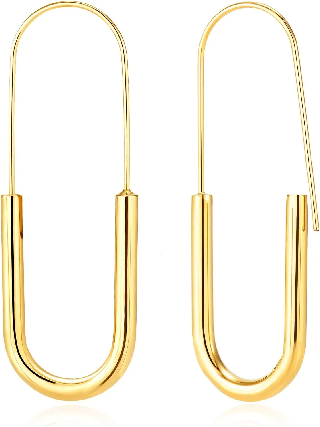 Pin Earrings Hoop: Minimalist Hypoallergenic Gold Plated Fashion Trendy Jewelry for Women