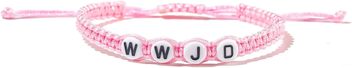 Pingyongchang WWJD Bracelets What Would Jesus Do Bracelet Matching Friendship Braided Rope Letter Protection Inspirational Religious Christian Bracelets for Women Men