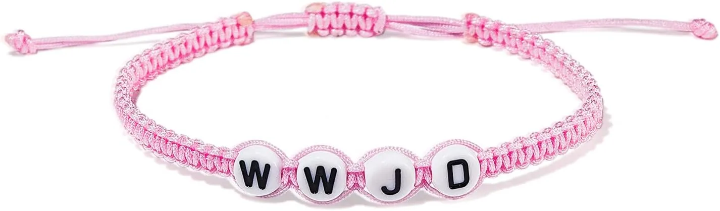 Pingyongchang WWJD Bracelets What Would Jesus Do Bracelet Matching Friendship Braided Rope Letter Protection Inspirational Religious Christian Bracelets for Women Men
