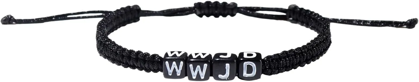 Pingyongchang WWJD Bracelets What Would Jesus Do Bracelet Matching Friendship Braided Rope Letter Protection Inspirational Religious Christian Bracelets for Women Men