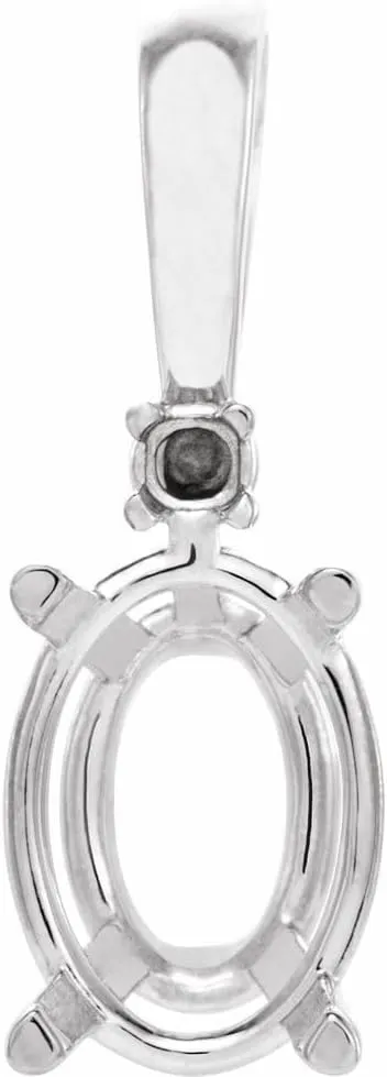 Platinum 12x1mm Oval Shape Diamond Semi-Mount Pendant Fine Jewelry for Women Gifts for Her (Mounting Only, Not All Stones Included, 03 cttw, G-H, I1)