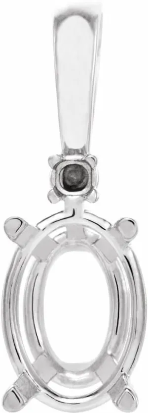 Platinum 12x1mm Oval Shape Diamond Semi-Mount Pendant Fine Jewelry for Women Gifts for Her (Mounting Only, Not All Stones Included, 03 cttw, G-H, I1)