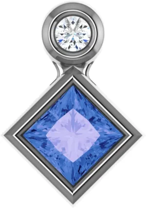 Platinum 4x4mm Square Shape Tanzanite and .03 cttw Diamond Slide Pendant Fine Jewelry for Women Gifts for Her (11.75x8.3mm, G-H, SI2-SI3)