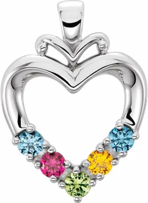 Platinum 5-Stone Family Heart Shape Pendant Fine Jewelry for Women Gifts for Her (Mounting Only, Not All Stones Included)