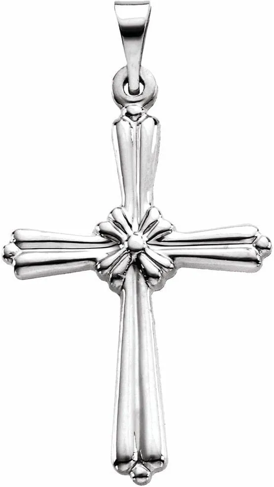 Platinum Cross Religious Pendant Fine Jewelry for Women Gifts for Her (14x10.5mm)