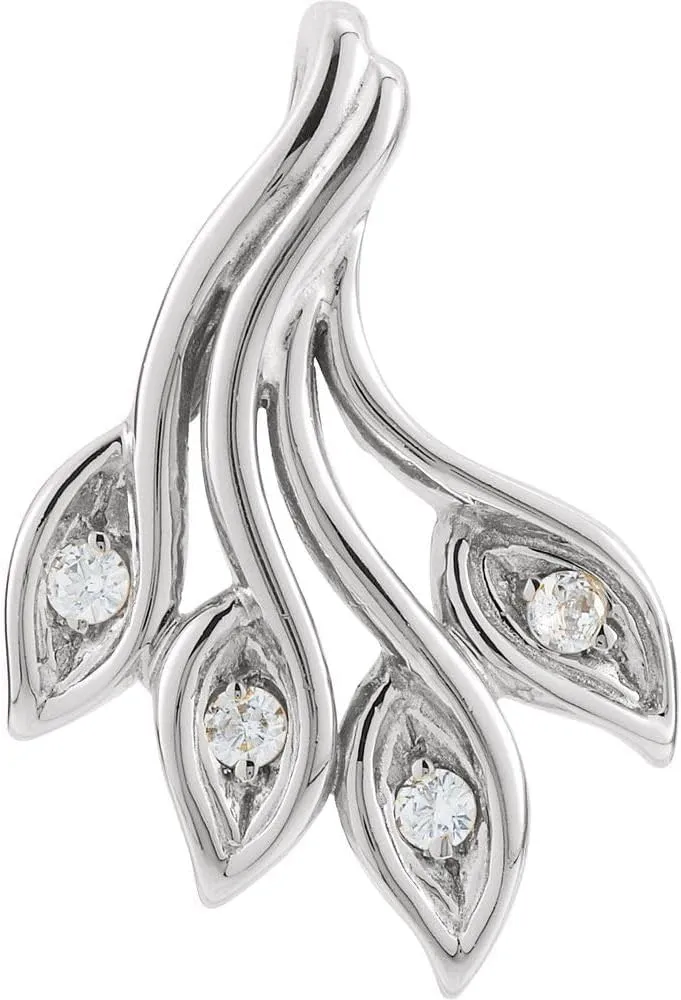 Platinum Round Shape Leaf Design Slide Pendant Fine Jewelry for Women Gifts for Her (Mounting Only, Not All Stones Included)