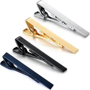 POCREATION 4Pcs Men Tie Clip Copper, Fashionable Slick Finish 4 Colors Male Tie Clamp Set, Exquisite Craftsmanship, Ideal with Elegant Design for Valentine's Day, Parties, Weddings