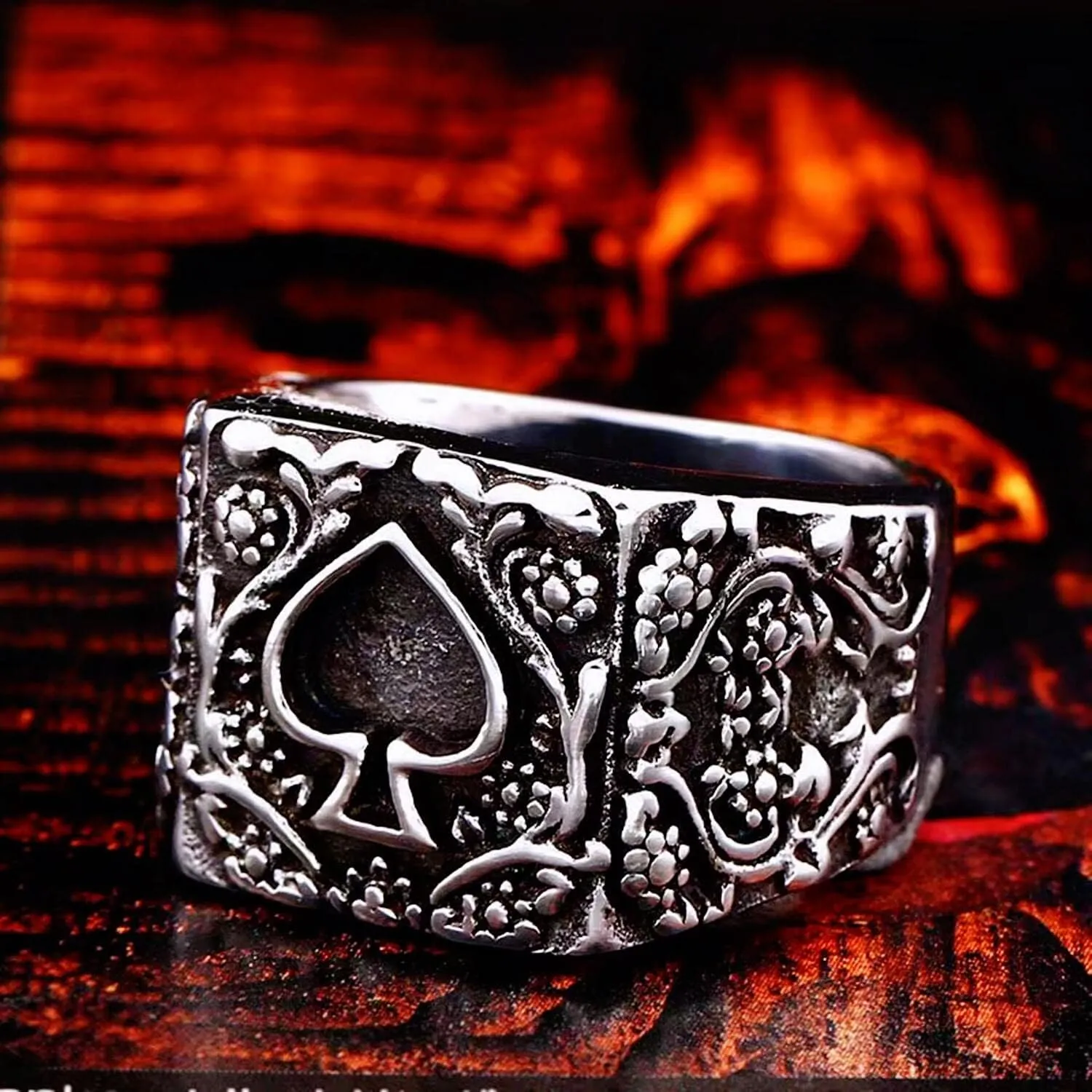 Poker Space Rings for men Vintage Square Biker 316 Stainless Rings Iced Out Jewelry Punk Ring Hip Hop Devil Demon Gothic Style mens fashion ring