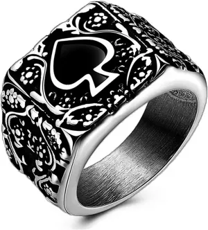 Poker Space Rings for men Vintage Square Biker 316 Stainless Rings Iced Out Jewelry Punk Ring Hip Hop Devil Demon Gothic Style mens fashion ring