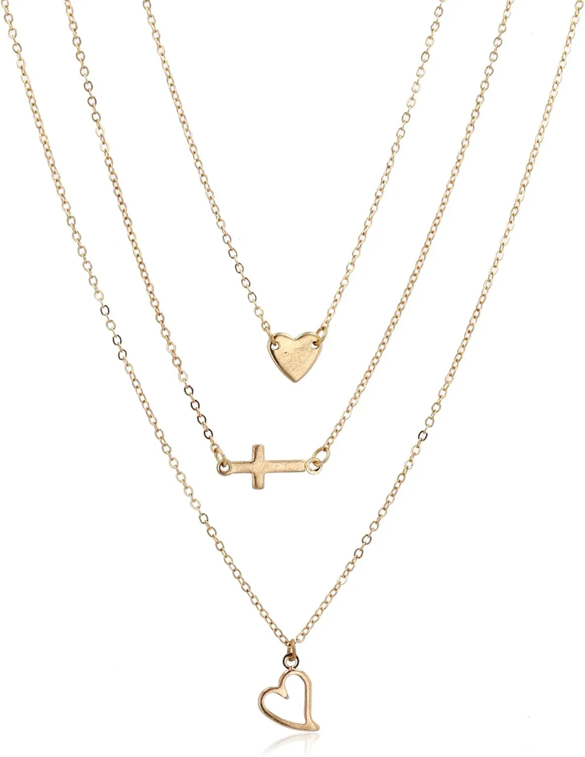 POMINA Gold Layered Necklace Set for Women  Dainty Choker Chain with Heart, Cross & Lock Charms  Adjustable Fashion Jewelry for Gifting, Valentines, Weddings, Everyday Wear