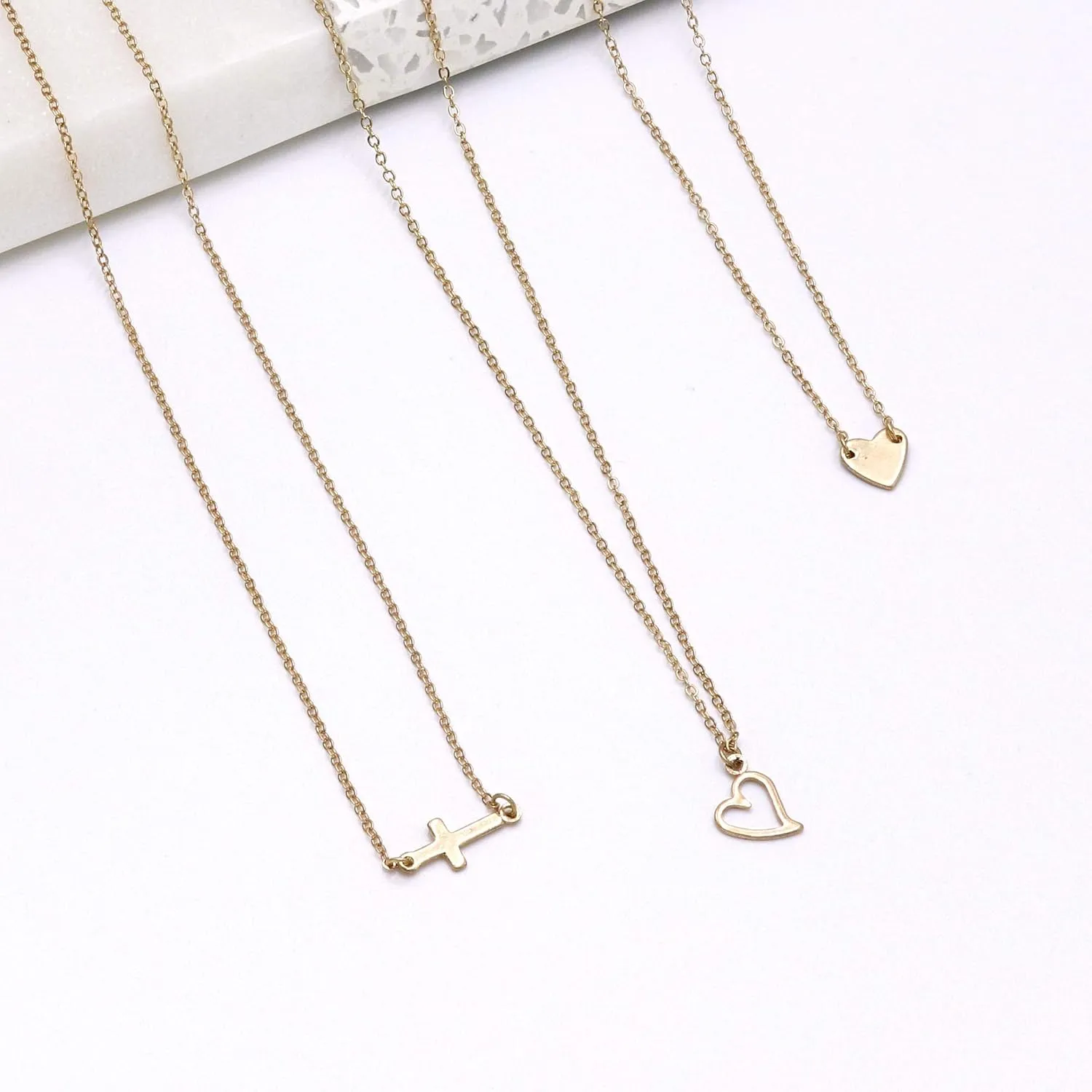 POMINA Gold Layered Necklace Set for Women  Dainty Choker Chain with Heart, Cross & Lock Charms  Adjustable Fashion Jewelry for Gifting, Valentines, Weddings, Everyday Wear
