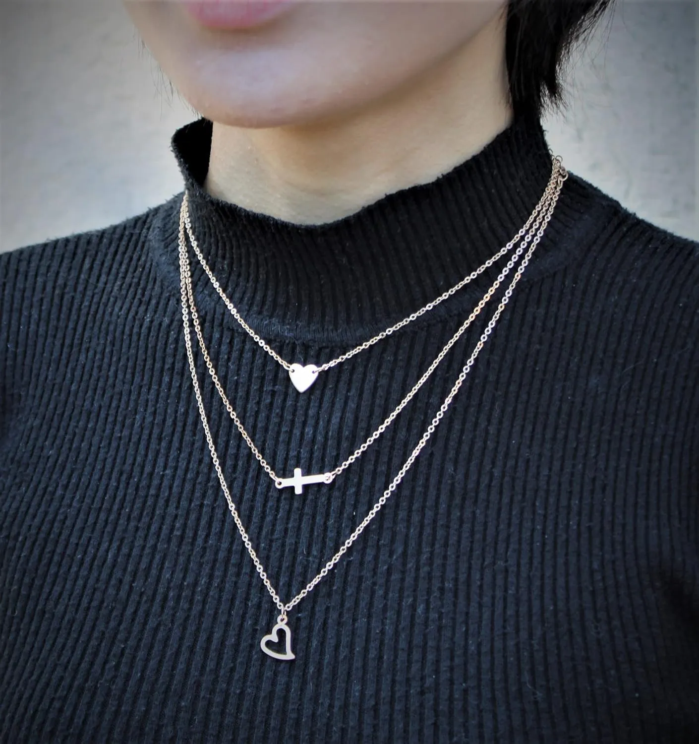 POMINA Gold Layered Necklace Set for Women  Dainty Choker Chain with Heart, Cross & Lock Charms  Adjustable Fashion Jewelry for Gifting, Valentines, Weddings, Everyday Wear