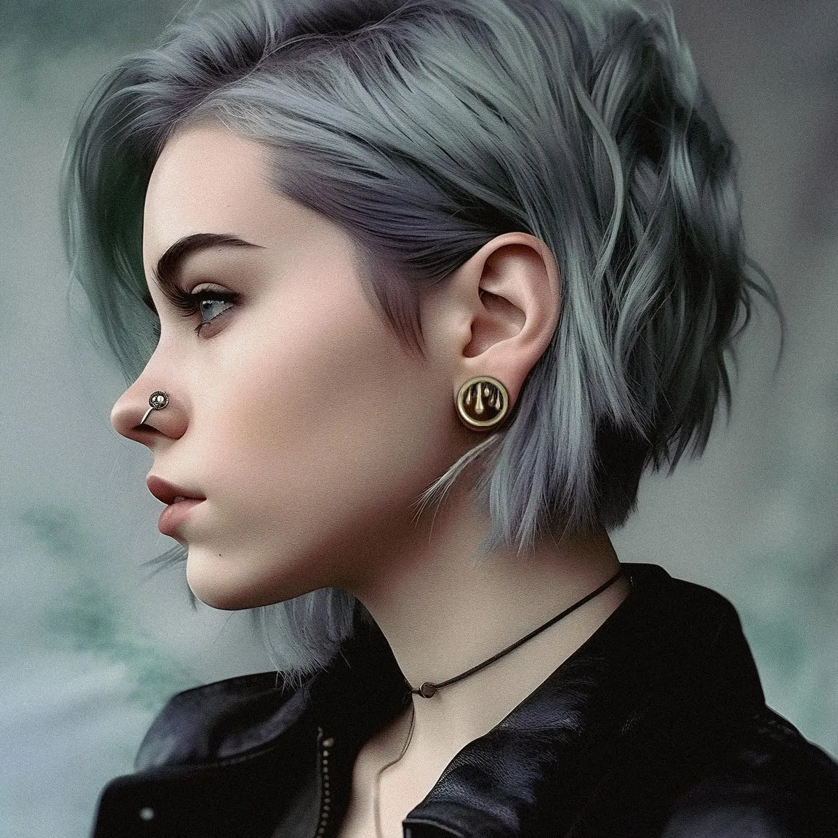 PONWAG 1 Pair Vintage Gauge For Ear Gothic Punk Waterdrop Plug Gauge Dangle Hanger Brass Saddle Tunnels Double Flared Ear Gauge Cool Women Body Piercing Jewelry
