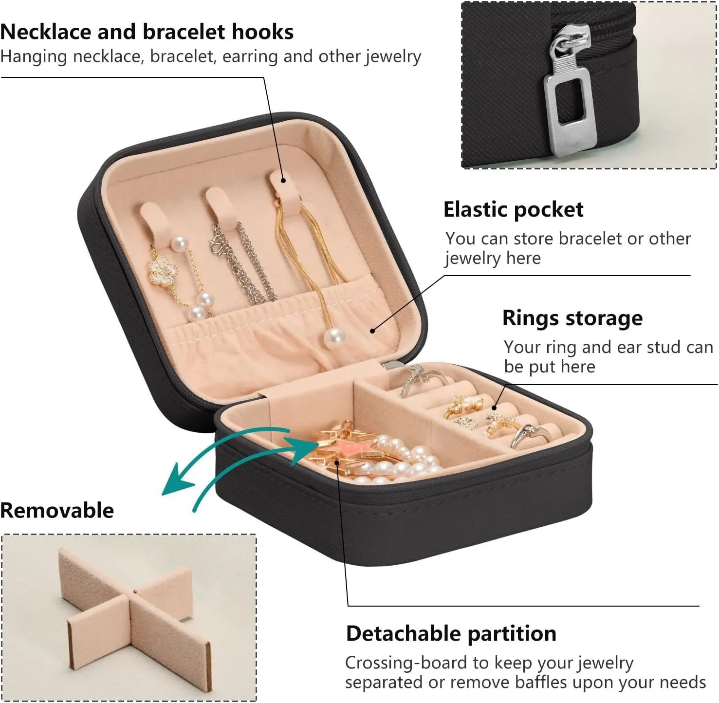 Portable Travel Pink Floral Cute Fawn Jewelry Boxes PU Leather Small Jewelry Case for Ring, Pendant, Earring, Necklace, Bracelet Organizer Storage Gift for Women Girls