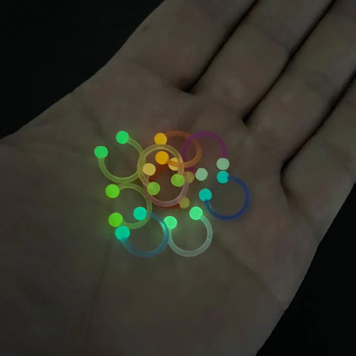 POYAMUSE Glow in the Dark Neon Colored Horseshoe Circular Barbell Piercing Rings - Nose Septum Eyebrow Lip Ring Septum Retainer for Women Piercing Jewelry