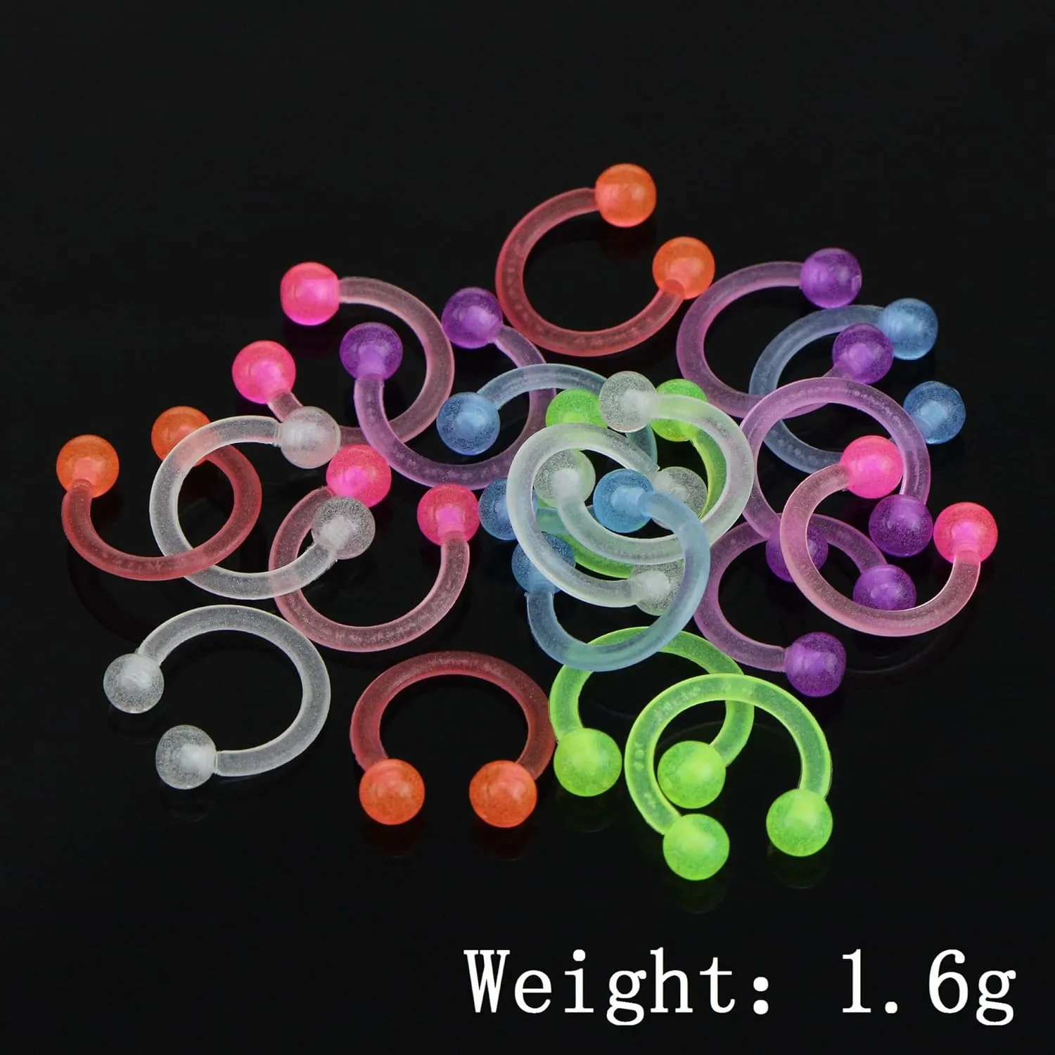 POYAMUSE Glow in the Dark Neon Colored Horseshoe Circular Barbell Piercing Rings - Nose Septum Eyebrow Lip Ring Septum Retainer for Women Piercing Jewelry
