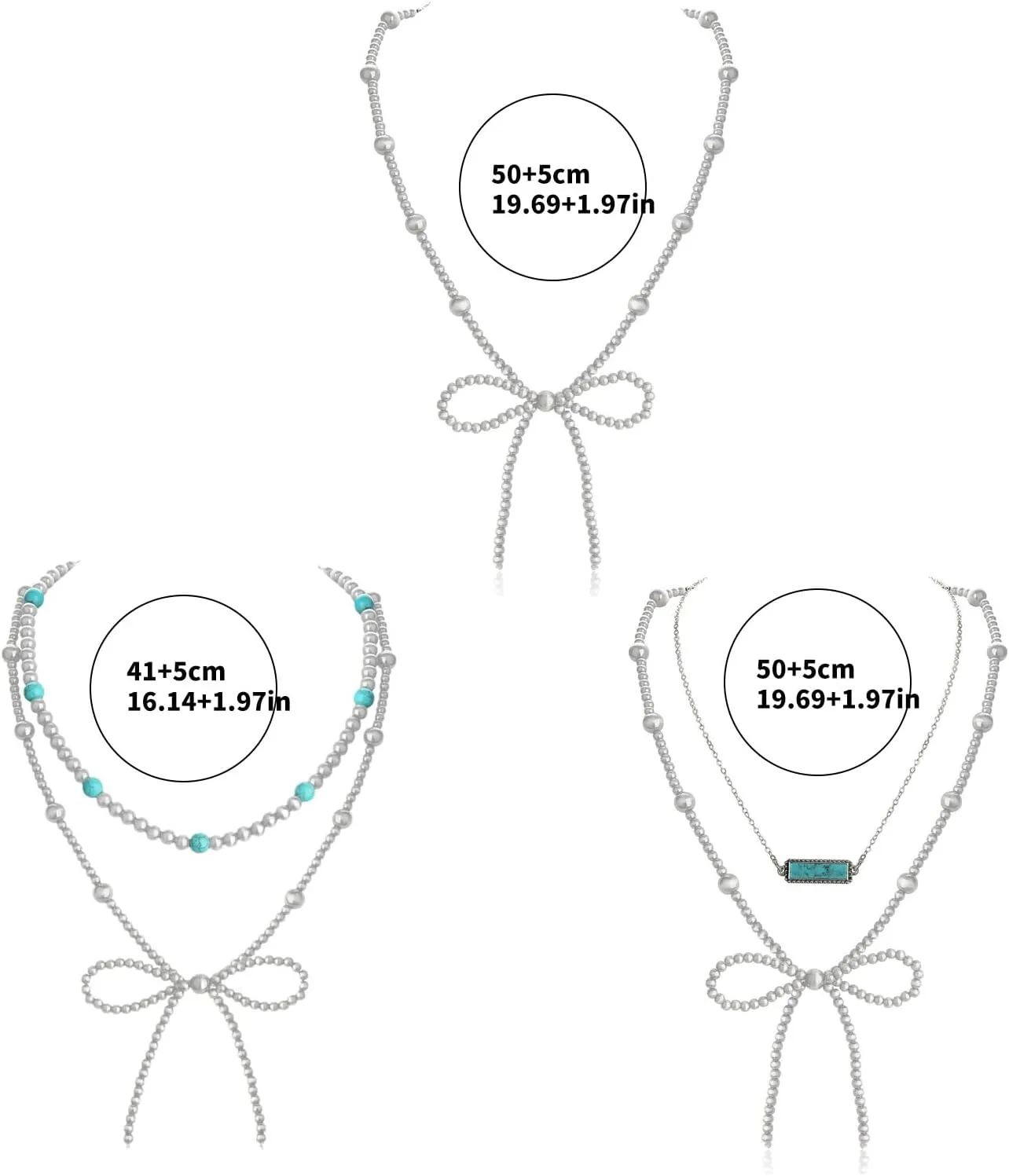 Practical Imitation Pearls Bowknot Necklace, Western Styles Turquoise Jewelry for Women Cowgir,l Fashion Accessory