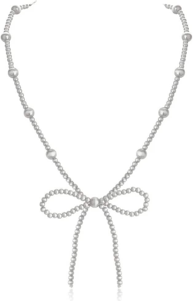 Practical Imitation Pearls Bowknot Necklace Western Styles Turquoise Jewelry for Women Cowgirl Fashion Accessory