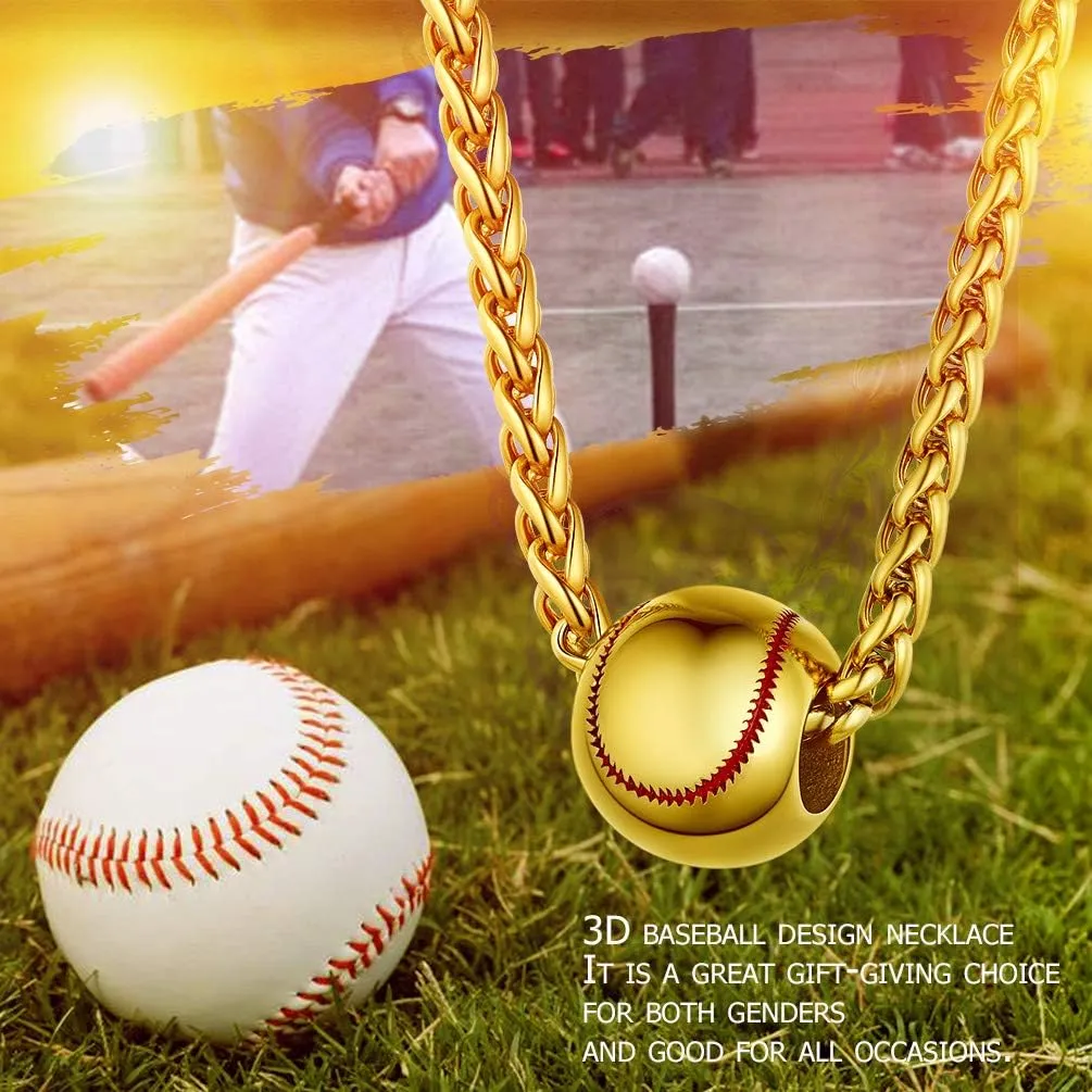 PROSTEEL 316L Stainless Steel 3D Football/Basketball/Volleyball/Baseball/Rugby Ball Cool Necklaces for Men, Sports Players Favors Jewelry, 22inch, Come with Box