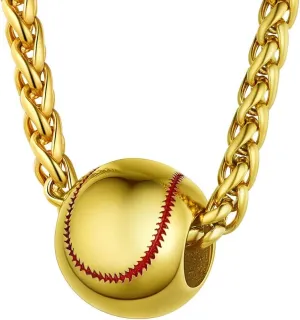 PROSTEEL 316L Stainless Steel 3D Football/Basketball/Volleyball/Baseball/Rugby Ball Cool Necklaces for Men, Sports Players Favors Jewelry, 22inch, Come with Box