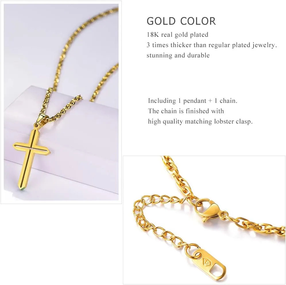 PROSTEEL Minimalist Cross Necklace for Men Women, 316L Stainless SteelGold/Silver/Black/Rose Gold/Blue Tone, Hypoallergenic Jewelry, Customize Available, Come with Box
