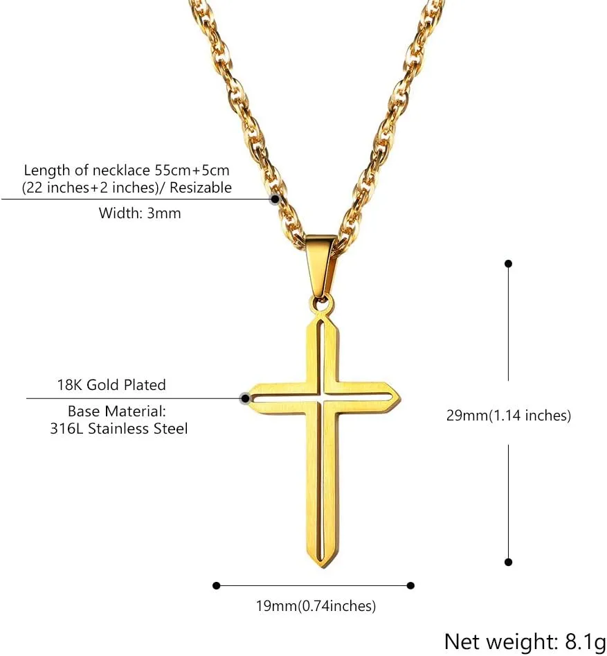 PROSTEEL Minimalist Cross Necklace for Men Women, 316L Stainless SteelGold/Silver/Black/Rose Gold/Blue Tone, Hypoallergenic Jewelry, Customize Available, Come with Box