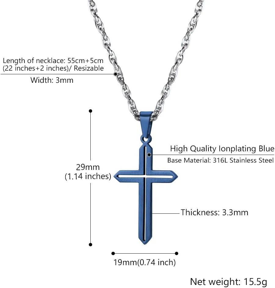 PROSTEEL Minimalist Cross Necklace for Men Women, 316L Stainless SteelGold/Silver/Black/Rose Gold/Blue Tone, Hypoallergenic Jewelry, Customize Available, Come with Box