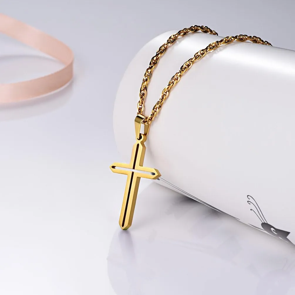 PROSTEEL Minimalist Cross Necklace for Men Women, 316L Stainless SteelGold/Silver/Black/Rose Gold/Blue Tone, Hypoallergenic Jewelry, Customize Available, Come with Box