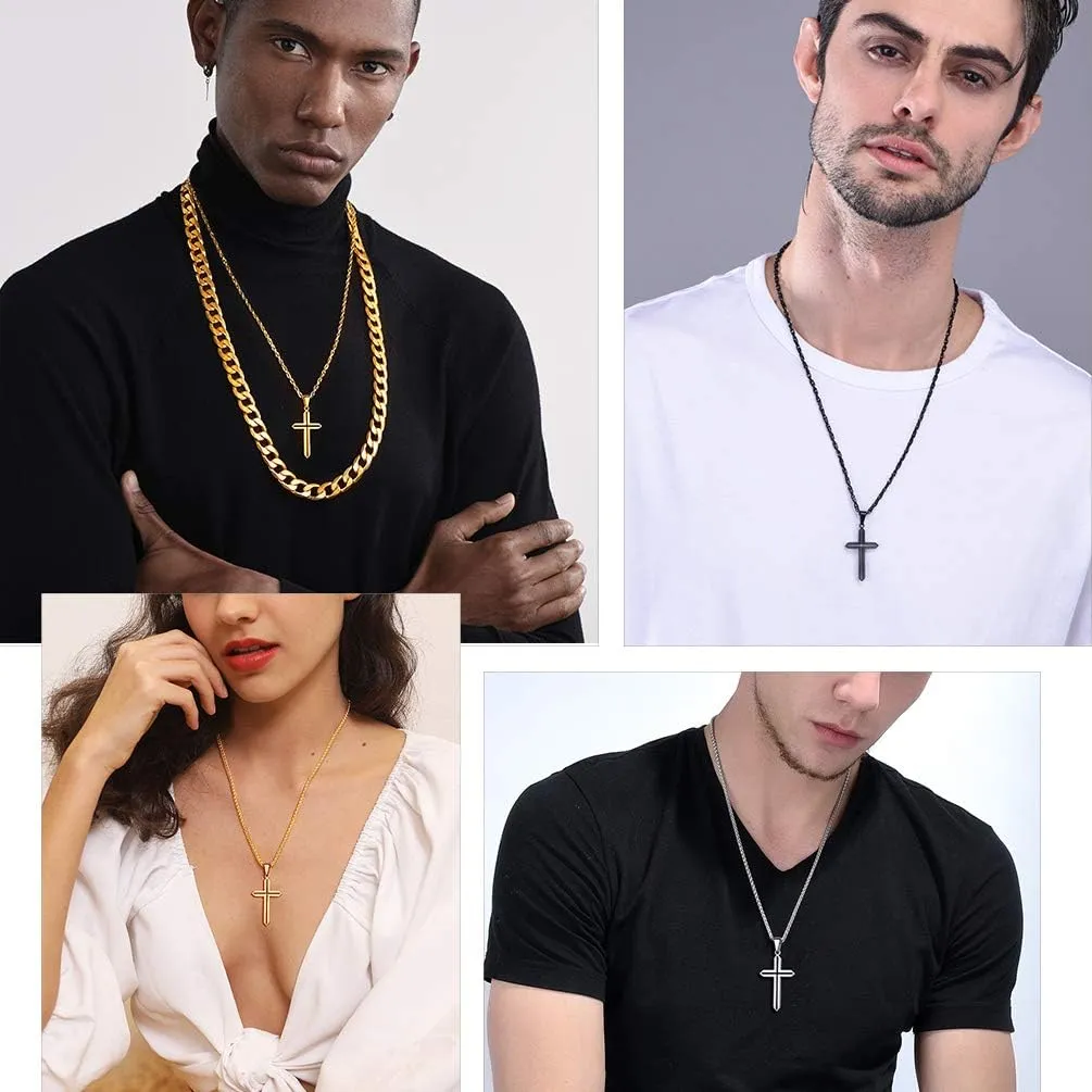 PROSTEEL Minimalist Cross Necklace for Men Women, 316L Stainless SteelGold/Silver/Black/Rose Gold/Blue Tone, Hypoallergenic Jewelry, Customize Available, Come with Box