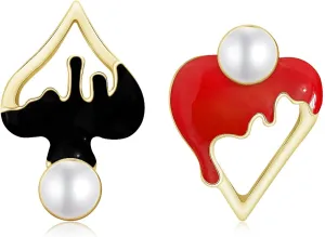 Punk Enamel Crystal Poker Heart Rhinestone Clubs Spade A Sliver Lightweight Dangle Drop Earrings Creative Geometry Card Asymmetry Stud Earrings For Women Jewelry Gifts