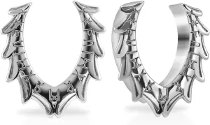 PUNKYOUTH 2PCS Opening Ear Gauges Gold Floral Ear Stretchers Hangers Stainless Steel Saddle Plug and Tunnels For Ear Double Flared Piercings 0g to 1 inch