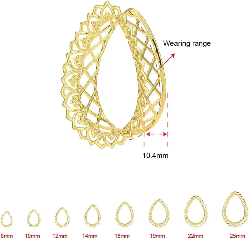 PUNKYOUTH 2PCS Single Flared Ear Gauges Hollow Plug Tunnels For Stretched Ears Spider Web Brass Saddle Expander Piercing Jewelry 0g-1"