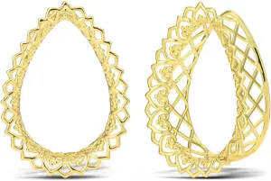 PUNKYOUTH 2PCS Single Flared Ear Gauges Hollow Plug Tunnels For Stretched Ears Spider Web Brass Saddle Expander Piercing Jewelry 0g-1"