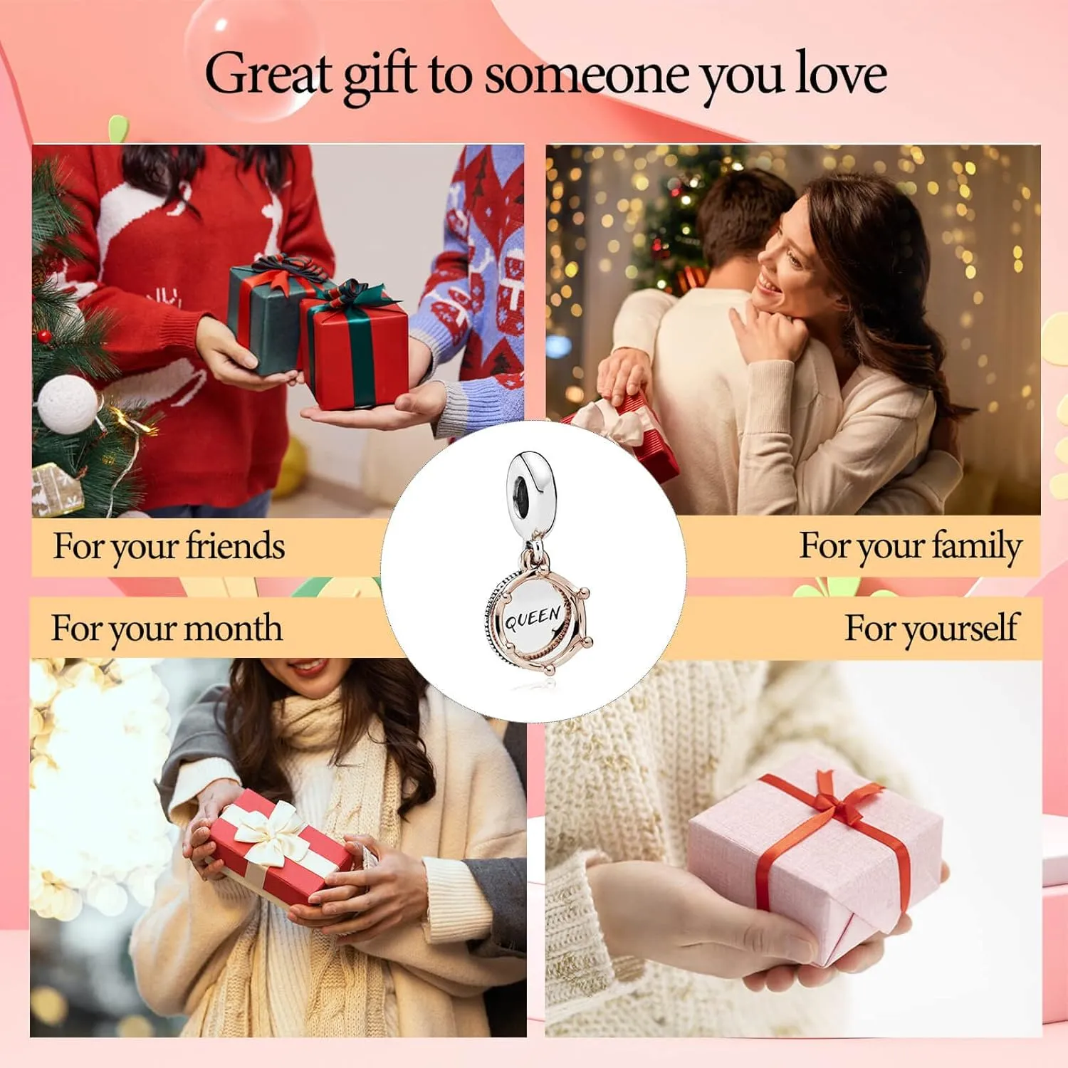 Queen Happy Birthday Hot Air Balloon Family Puppy Charm 925 Sterling Silver Charms for Bracelets and Necklaces Mother's Day Charms for Women