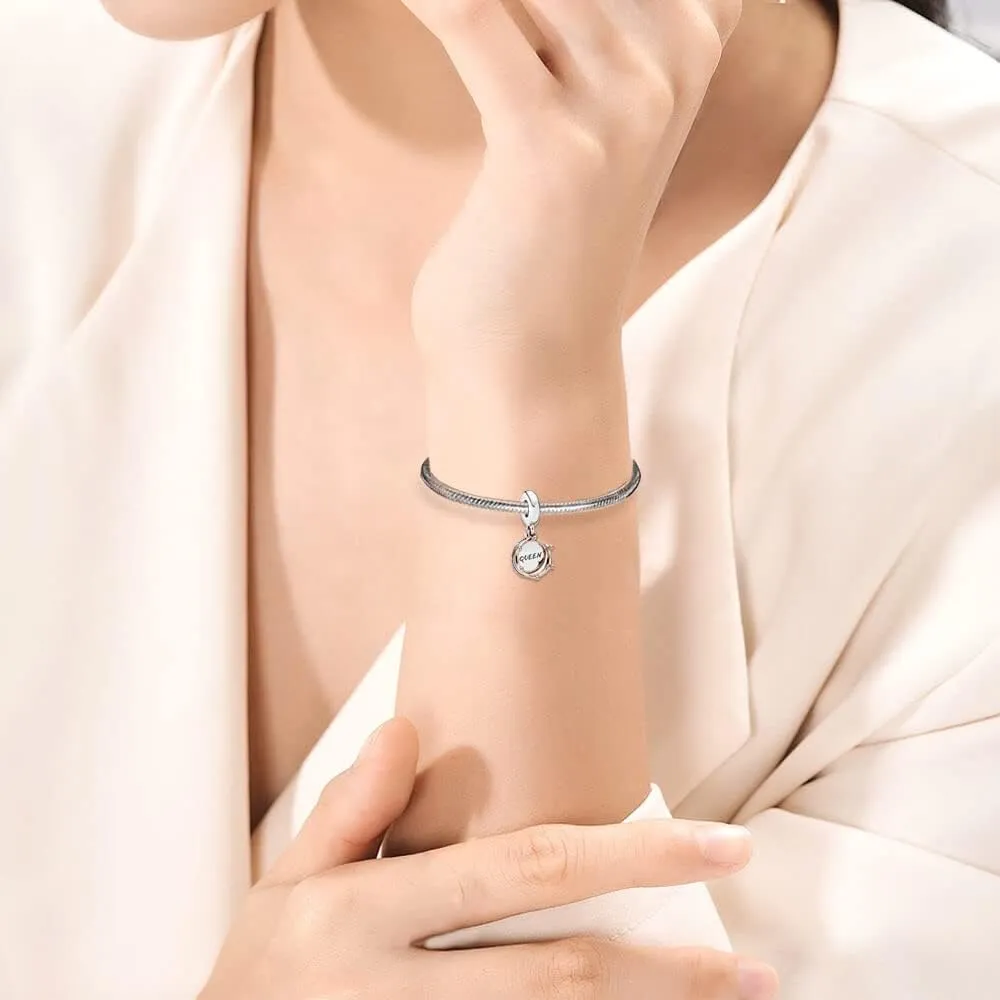 Queen Happy Birthday Hot Air Balloon Family Puppy Charm 925 Sterling Silver Charms for Bracelets and Necklaces Mother's Day Charms for Women