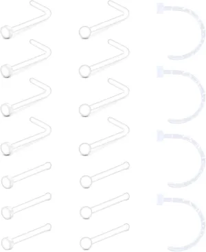 QWALIT 20g 18g Clear Nose Studs for Work Clear Nose Rings for Work Clear Nose Piercing Plastic Nose Rings for Surgery Invisible Nose Ring Retainer Clear Nose Ring Spacers Nose Retainers