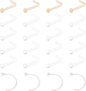 QWALIT Clear Nose Studs for Work Clear Nose Rings for Work Clear Nose Piercing Plastic Nose Rings for Surgery Invisible Nose Retainer Clear Cartilage Earring Clear Earrings for Sports Septum Retainer