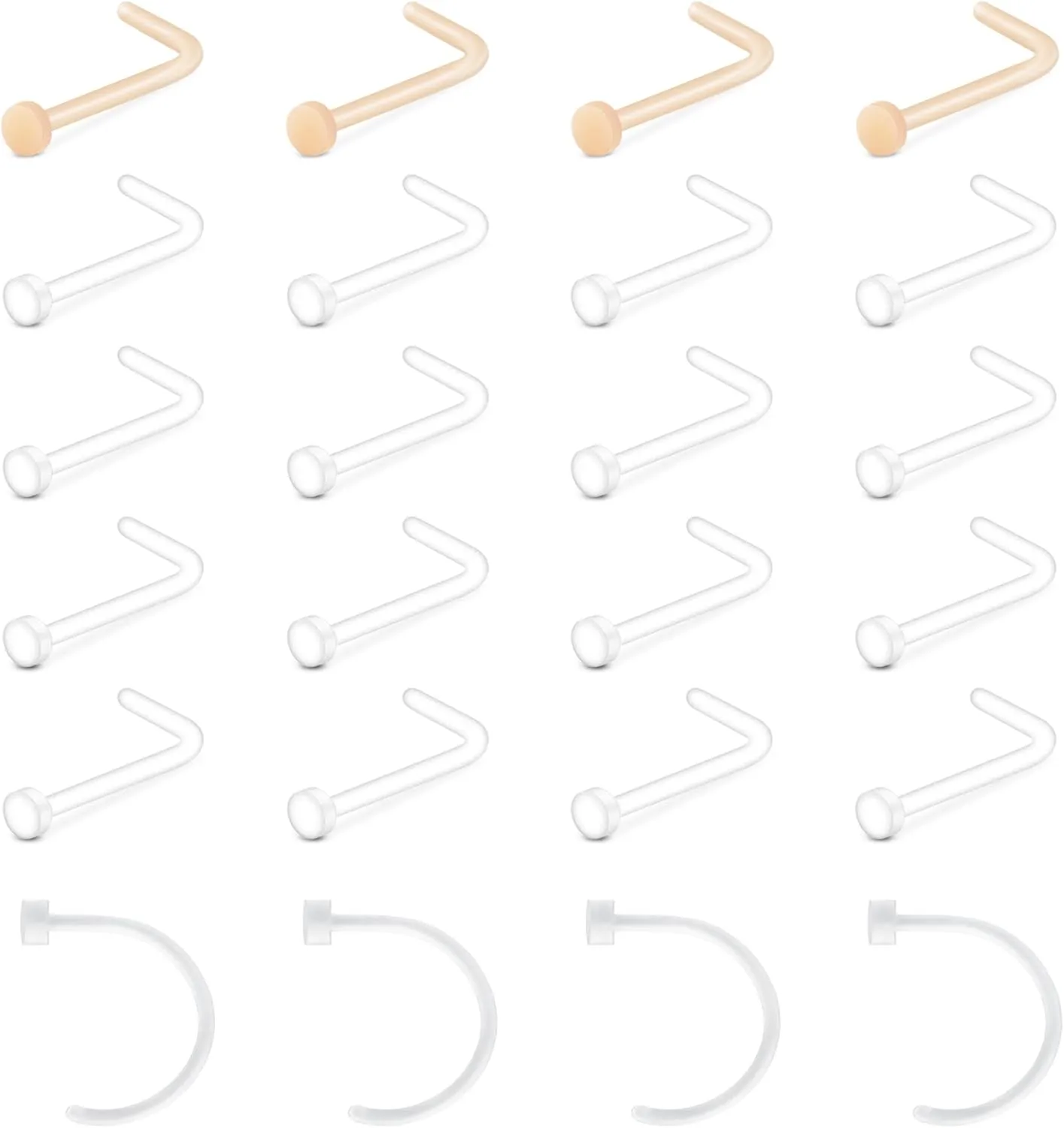 QWALIT Clear Nose Studs for Work Clear Nose Rings for Work Clear Nose Piercing Plastic Nose Rings for Surgery Invisible Nose Retainer Clear Cartilage Earring Clear Earrings for Sports Septum Retainer