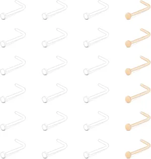 QWALIT Clear Nose Studs for Work Clear Nose Rings for Work Clear Nose Piercing Plastic Nose Rings for Surgery Invisible Nose Retainer Clear Cartilage Earring Clear Earrings for Sports Septum Retainer
