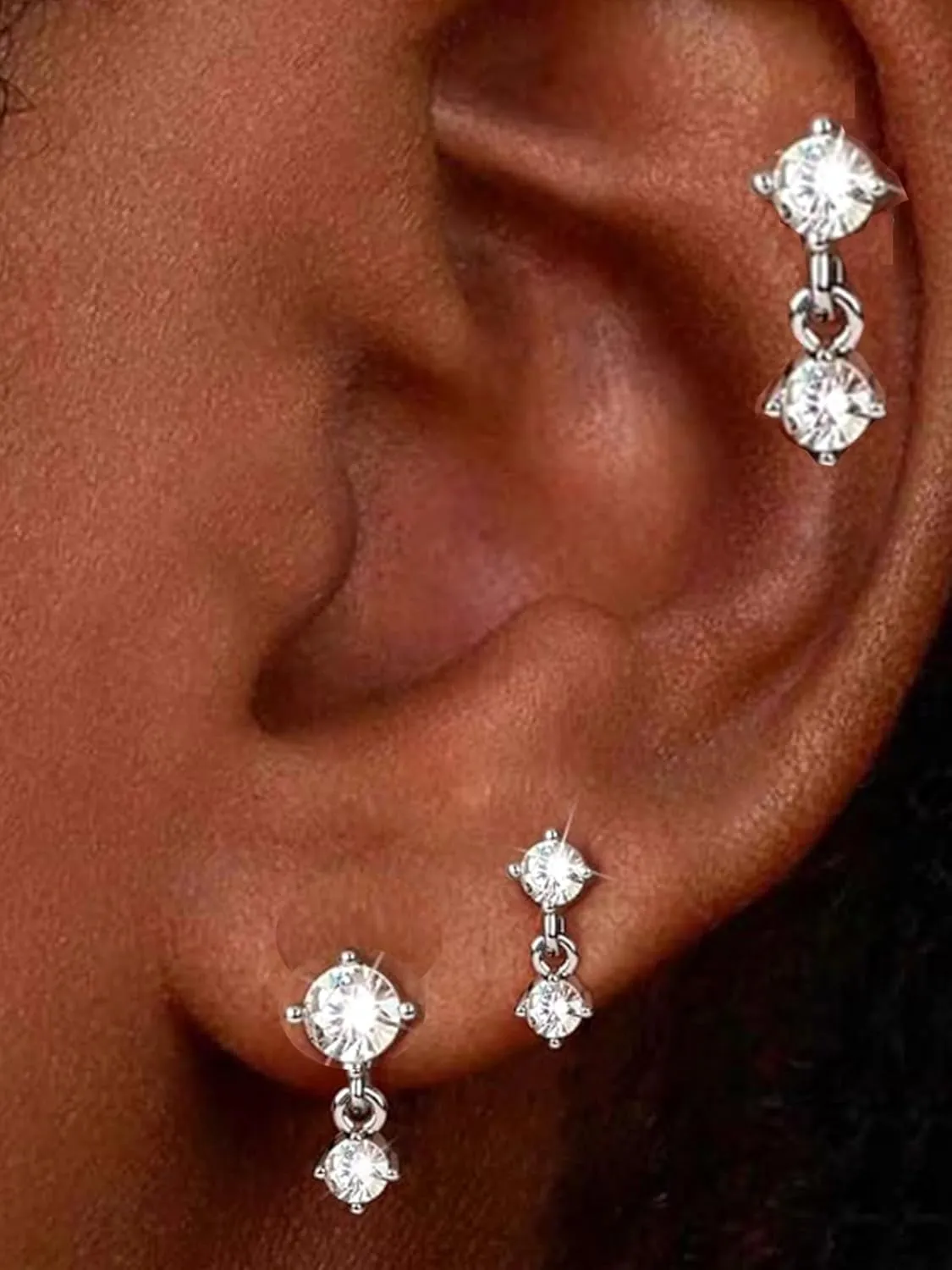 QWALIT Silver Gold Cartilage Earring for Women Hypoallergenic Earrings Threadless Helix Tragus Conch Earring Studs 6mm 8mm Flat Back Cartilage Jewelry 20 gauge Flatback Second Hole Earrings for Women