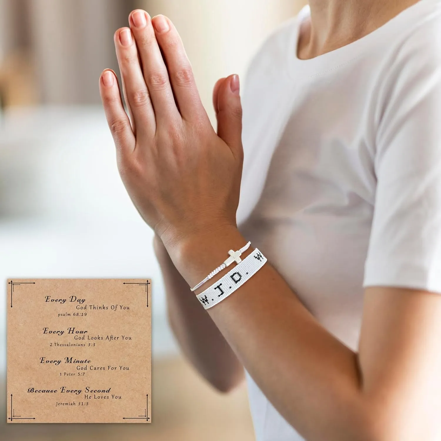 Raicegs WWJD Bracelet Cross String Bracelets for Women Men Christian Gift Jesus Bracelets Faith Religious Easter Christian Jewelry for Women