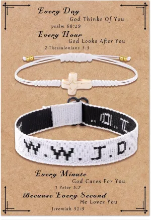 Raicegs WWJD Bracelet Cross String Bracelets for Women Men Christian Gift Jesus Bracelets Faith Religious Easter Christian Jewelry for Women