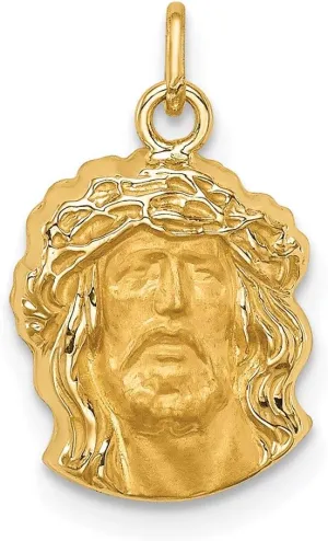 Real 14k Yellow Gold/Small Jesus Brushed Matte Finish Pendant Charm Medal