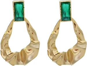 Retro Hollow Crystal Pear Shape Drop Dangle Earrings Exaggerated Geometry Statement Dangling Costume Earring For Women Bar Party Fashion Jewelry Gold